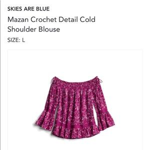 Skies are Blue; Cold Shoulder Blouse; Size L